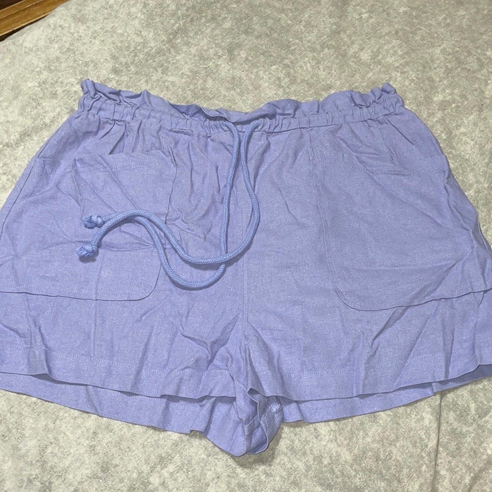 Purple Linen Shorts